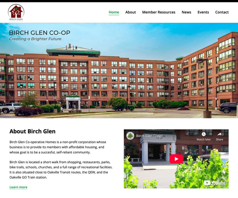 Screenshot of Birch Glen Co-op website (1/3)