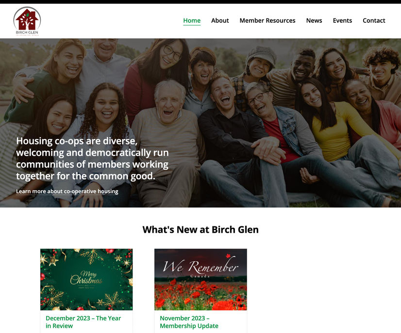 Screenshot of Birch Glen Co-op website (3/3)